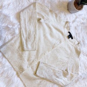 89th & Madison Cream and Gold Cardigan